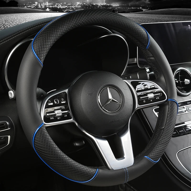 Full Leather Diamond Steering Wheel Cover